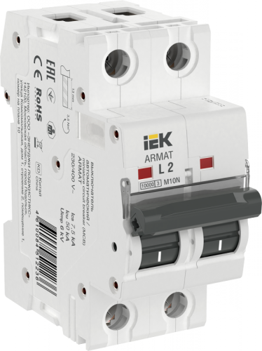 ARMAT Авт. выкл. M10N 2P L 2А IEK | код AR-M10N-2-L002 | IEK
