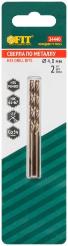 Сверла по металлу HSS с добавкой кобальта 5% Профи в блистере 4.0 мм (2 шт) | код 34440 | FIT фото 3