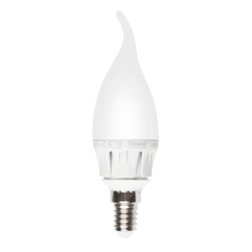 Лампа светодиодная LED-CW37-6Вт/WW/E14/FR ALM01WH пластик Uniel 08137