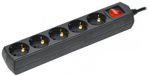 Удлинитель У05В 5 мест с/з 5м 3х1мм2 10А 250В чер. GENERICA | код WYP10-10-05-05-ZK-K02-G | GENERICA by IEK