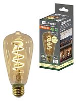 Лампа светодиодная «Винтаж» золотистая ST64 (со спиралью), 4 Вт, 230 В, 2700 К, E27 (конус) TDM | код SQ0340-0344 | TDM