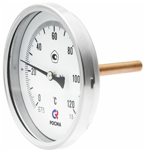 Термометр биметаллический осевой БТ-51.211 0-160С 1/2' 64 кл.1.5 | код 00000002556 | РОСМА