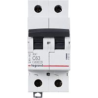 Выключатель автоматический двухполюсный RX3 4500 63А C 4,5кА | код. 419703 | Legrand 