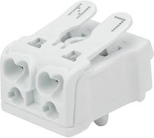 923-2PEC Клемма пружинная с кнопкой и заземл.пластиной (медь) КСП 2-полюсная, сеч.2.5мм2, бел., шт | код 923-2PEC | SILAT