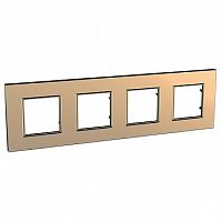 Рамка 4 поста UNICA ХАМЕЛЕОН, горизонтальная, медь | код. MGU6.708.56 | Schneider Electric