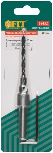 Сверло с зенкером для мебельных стяжек 5 мм/зенкер 9.5 мм (для стяжки 7х70) | код 36432 | FIT фото 3