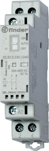 Контактор модульный 1NO + 1NC 25А AgSnO2 24В AC/DC 17.5мм IP20 опции: мех. индикатор + LED | код 223200244520 | FINDER Контактор модульный 1NO + 1NC 25А AgSnO2 24В AC/DC 17.5мм IP20 опции: мех. индикатор + LED | код 223200244520 | FINDER