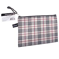 Папка-конверт на молнии МАЛОГО ФОРМАТА (238х180 мм), А5, ткань в клетку, BRAUBERG Checked, 223893 | код 223893 | BRAUBERG