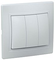 Выключатель 3-клавишный КВАРТА, скрытый монтаж, белый | код. EVK30-K01-10-DM | IEK