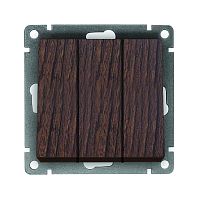 Выключатель трехклавишный UNIVersal серия Афина, с/у, 10А, 220В, венге (еврослот), механизм | код A0043-V | Universal