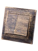 Выключатель 2 кл. с подсветкой 10А старинная бронза Лама TDM | код SQ1815-0747 | TDM