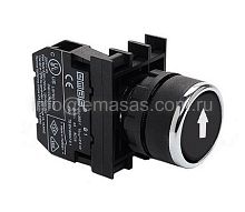 Кнопка круглая без фиксации вертикальная стрелка, черная (1НО), B100DH0D | код B100DHOD | EMAS