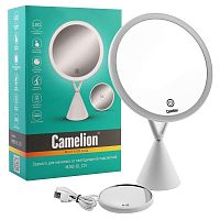 Зеркало M282-DL C01 с LED подсветкой 1x/съемн. 5x увеличение дневной свет 5Вт 4хLR03/USB бел. Camelion 14004