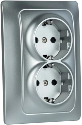 Механизм розетки 2-местн. с/з с з/ш СП Bravo 16А IP20 250В серебр. | код С10Р6-004 | GUSI Механизм розетки 2-местн. с/з с з/ш СП Bravo 16А IP20 250В серебр. | код С10Р6-004 | GUSI