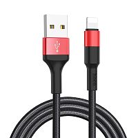 Кабель USB 2.0 hoco X26, AM/Lightning M, черно-красный, 1м | код 6957531080190 | Hoco