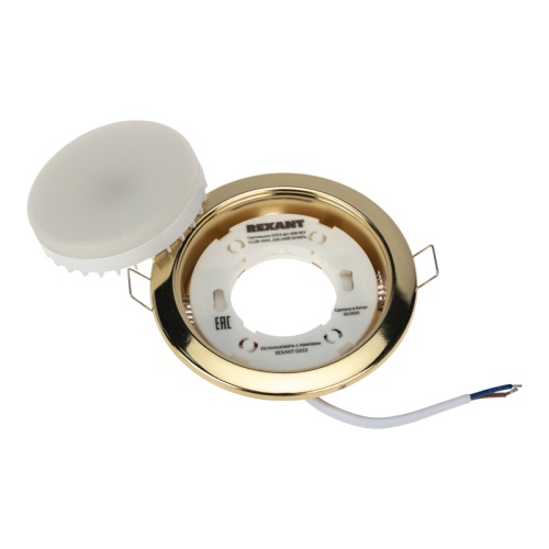 Комплект лампы и светильника GX53 «КОМФОРТНЫЙ НЕЙТРАЛЬНЫЙ ЗОЛОТОЙ» лампа 10,5 Вт нейтрального белого цвета свечения 4000 K и светильник под лампу GX53 золотистого цвета (604-064+608-003) REXANT | код 604-0635 | REXANT Комплект лампы и светильника GX53 «КОМФОРТНЫЙ НЕЙТРАЛЬНЫЙ ЗОЛОТОЙ» лампа 10,5 Вт нейтрального белого цвета свечения 4000 K и светильник под лампу GX53 золотистого цвета (604-064+608-003) REXANT | код 604-0635 | REXANT