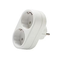 Разветвитель 2-м плоский с заземл. 16А 3500Вт 250В бел. DОМТОК 2653