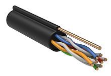 ITK Витая пара U/UTP кат.5E 4х2х24AWG solid LDPE c металлическим тросом 1,2мм черный (305м) | код LC3-C5E04-159 | IEK