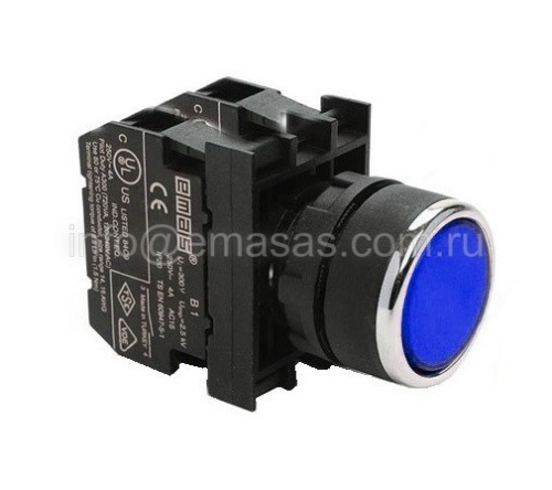 Кнопка с подсветкой-светодиод синяя B2M2DM | код B2M2DM | EMAS Кнопка с подсветкой-светодиод синяя B2M2DM | код B2M2DM | EMAS