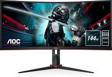 Монитор AOC 34 Gaming CU34G2X черный/красный VA LED 1ms 21:9 HDMI матовая HAS 300cd 178гр/178гр 3440x1440 144Hz FreeSync Premium DP FHD USB 8.1кг | код 2022297 | AOC