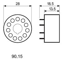 Розетка для монтажа на плате для реле 60.12, таймера 88.12, диаметр 17.5мм | код 90141 | FINDER