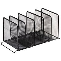 Подставка для сортировки писем и бумаг 5-ти секционная BRAUBERG Germanium, металлическая, настольная, чер, 231968 | код 231968 | BRAUBERG