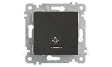 Rita - Выключатель кнопочный с подсветкой, символ - лампа, пруж. зажимы, черный мат | код 2200-417-0184 | Mutlusan