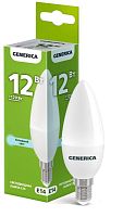 Лампа светодиодная C35 12Вт свеча 6500К E14 230В GENERICA LL-C35-12-230-65-E14-G