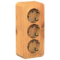 Розетка трехместная BLANCA, открытый монтаж, с заземлением, ясень | код. BLNRA010315 | Schneider Electric