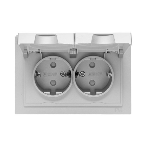 Розетка 2-м СП Эпика 16А IP44 с заземл. защ. шторки с рамкой с крышками механизм алюм. EKF UP1-SOA-211-44 фото 8 Розетка 2-м СП Эпика 16А IP44 с заземл. защ. шторки с рамкой с крышками механизм алюм. EKF UP1-SOA-211-44 фото 8