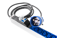Верт блок розеток Rem-32, 1 фаза 32A, 2 авт, инд, 36 C13, 1420 мм, вх IEC 309, шнур 3 м | код R-32-36C13-A-I-1420-3-2P | REM