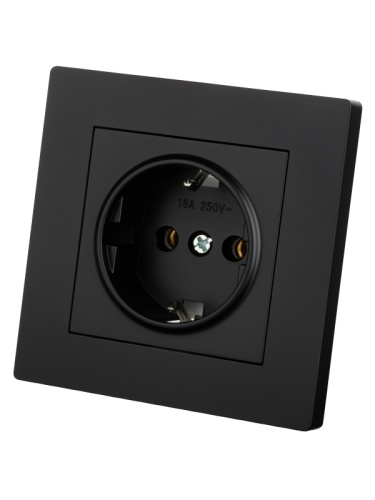 Розетка 2П+З 16А 250В черная Сенеж TDM | код SQ1816-0272 | TDM