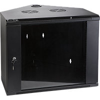 Шкаф настенный угловой, 4U 600x600, стеклянная дверь, черный | код TWT-CBWTG-4U-6x6-BK | TWT