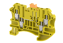 Клемма проходная винтовая 2,5 мм2 с размыкателем, на 4 подключения, желтая TQK2.5-2X2-YELLOW | код 1202150004 | Elmex