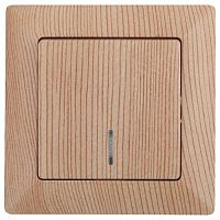 Выключатель Intro Solo 4-102-11 одноклавишный с подсветкой, 10А-250В, IP20, СУ, сосна | код Б0053572 | ЭРА