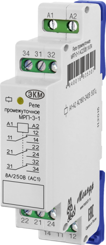 Промежуточные реле МРП-3-1 ACDC24В УХЛ2 на ДИН рейку, низкотемпературное исполнение до -40 С, влажность до 75% при +15 С МЕАНДР | код 4640016930951 | МЕАНДР