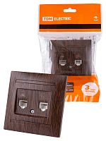 Розетка телефонная RJ11 + компьютерная RJ45 венге Лама TDM | код SQ1815-0419 | TDM