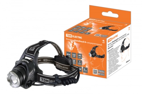 Фонарь «Налобный 8» аккумуляторный, 3Вт 1 светодиод CREE, Li-Ion 2x18650 2 Ач, TDM | код SQ0350-0047 | TDM Фонарь «Налобный 8» аккумуляторный, 3Вт 1 светодиод CREE, Li-Ion 2x18650 2 Ач, TDM | код SQ0350-0047 | TDM