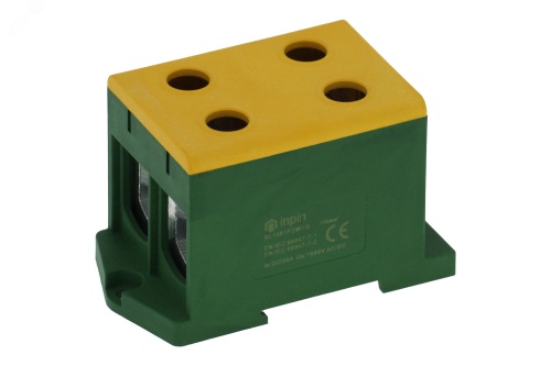 Клемма жёлто-зелёная, 4 подключения 25-150мм 1000V 250/320А | код KL1501P2WYG | INPIN
