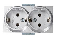Rita - Розетка двойная 2x2P+E, нерж. сталь | код 2200-202-0282 | Mutlusan