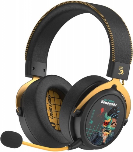 Наушники с микрофоном A4Tech Bloody MR595 Renegade черный/рисунок мониторные BT/Radio оголовье (MR595) | код 2000359 | A4TECH