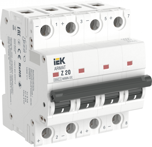 ARMAT Авт. выкл. M06N-DC 4P Z 20А IEK | код AR-M06N-4-Z020DC | IEK