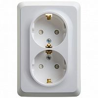 Розетка двухместная ETUDE, скрытый монтаж, с заземлением, со шторками, белый | код. PC16-108B | Schneider Electric