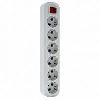 Колодка розеточная ЭКСПЕРТ 6-местный, с выключателем, с заземлением, AKB16-6i | код. AKB16-6i | EKF