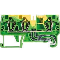 Заземляющая клемма, 3 точки подключения, тип фиксации провода: пружинный, номинальное сечение: 4 мм кв., 32A, 800V, ширина: 6 мм, цвет: желто-зеленый, тип монтажа: DIN 35 | код 56.704.9355.0 | Wieland