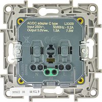 Розетка с заземлением с USB тип C - Etika - со шторками 16А 250В 1500мА 7,5Вт безвинтовые зажимы - алюминий | код 672488 | Legrand