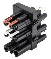 Функциональное распределительное устройство, 1 вход / 1 выход / 1 вход управления / 3 управляемых выхода, функция: включение/выключение, 3 полюса, серия gesis GST18i3, номинальное напряжение: 250V, номинальный ток: 20А, цвет: черный | код 92.030.005