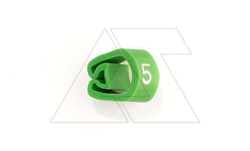 Маркер кольцевой RMS-04 59845-5, D кабеля 8-16mm, 16-70mm2, символ 5, PVC, зеленый (упак. 100шт.) | код 4390822 | Cembre