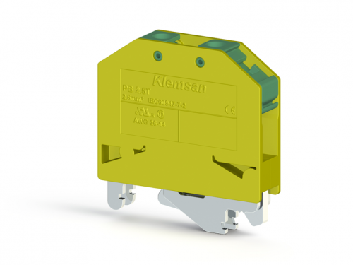 337 010, Болтовой Клеммник под кольцевой наконечник на DIN-рейку 2,5 мм.кв. (земля), PB 2,5/NM | код 0.0.0.3.37010 | KLEMSAN