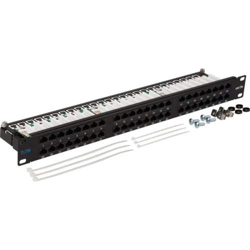 Патч-панель TWT 48 портов, UTP, кат.5E, 1U | код TWT-PP48/1U-U5E | TWT